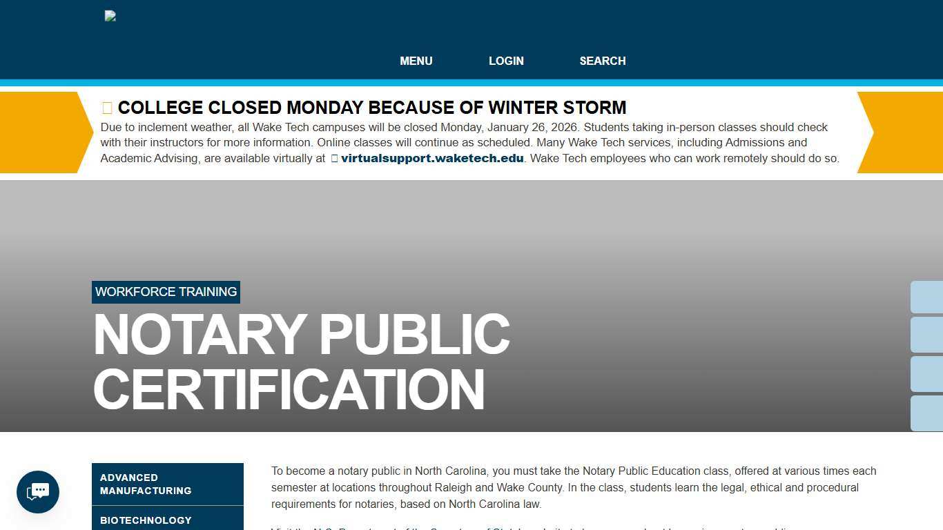 Notary Public Certification Wake Tech