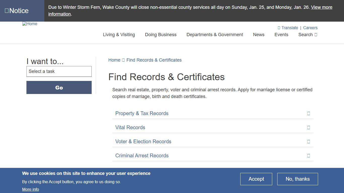Find Records & Certificates Wake County Government
