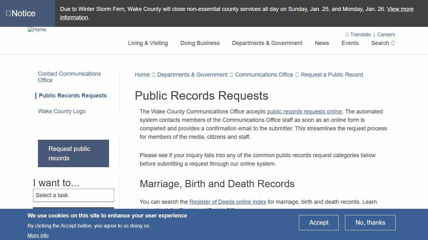 Public Records Requests Wake County Government